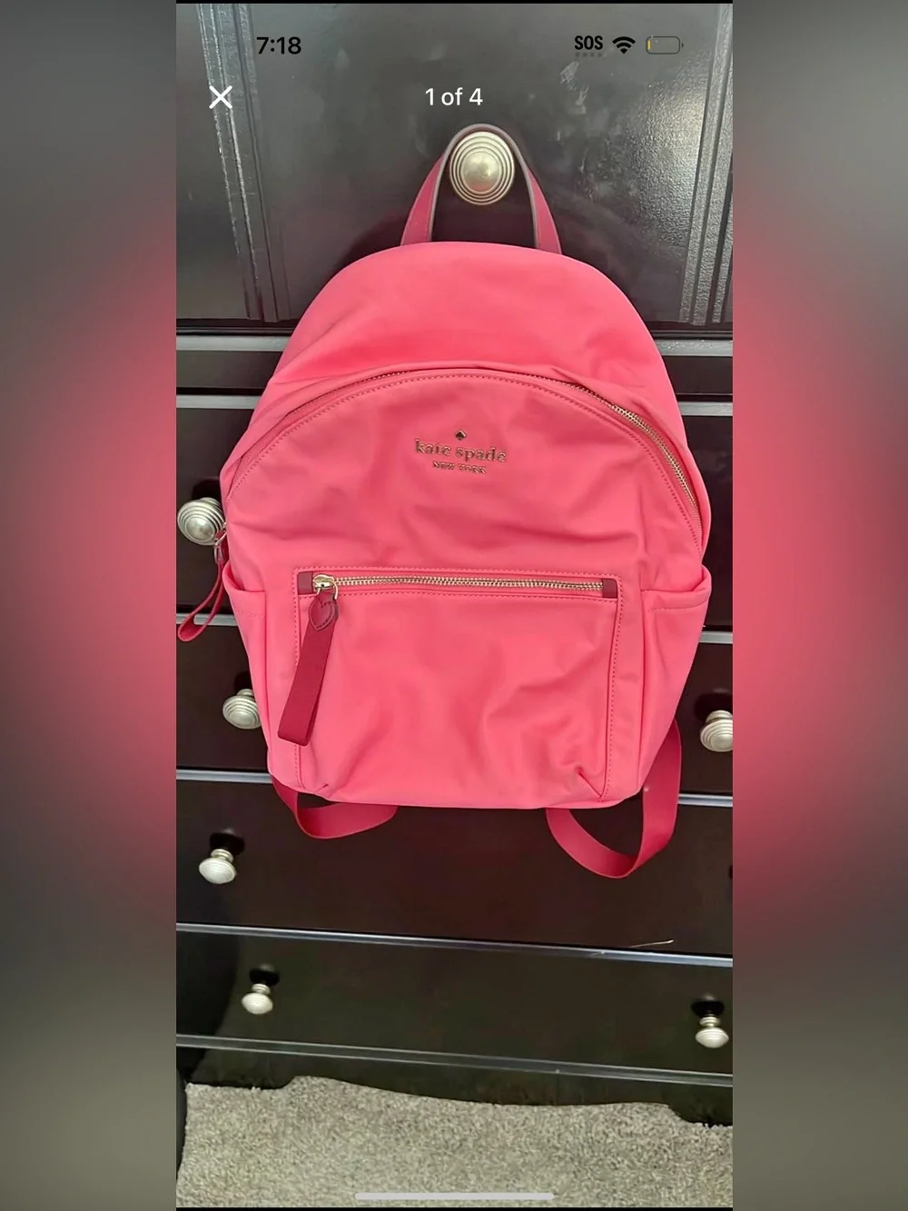 kate spade Hot Pink Nylon Backpack with Gold Hardware